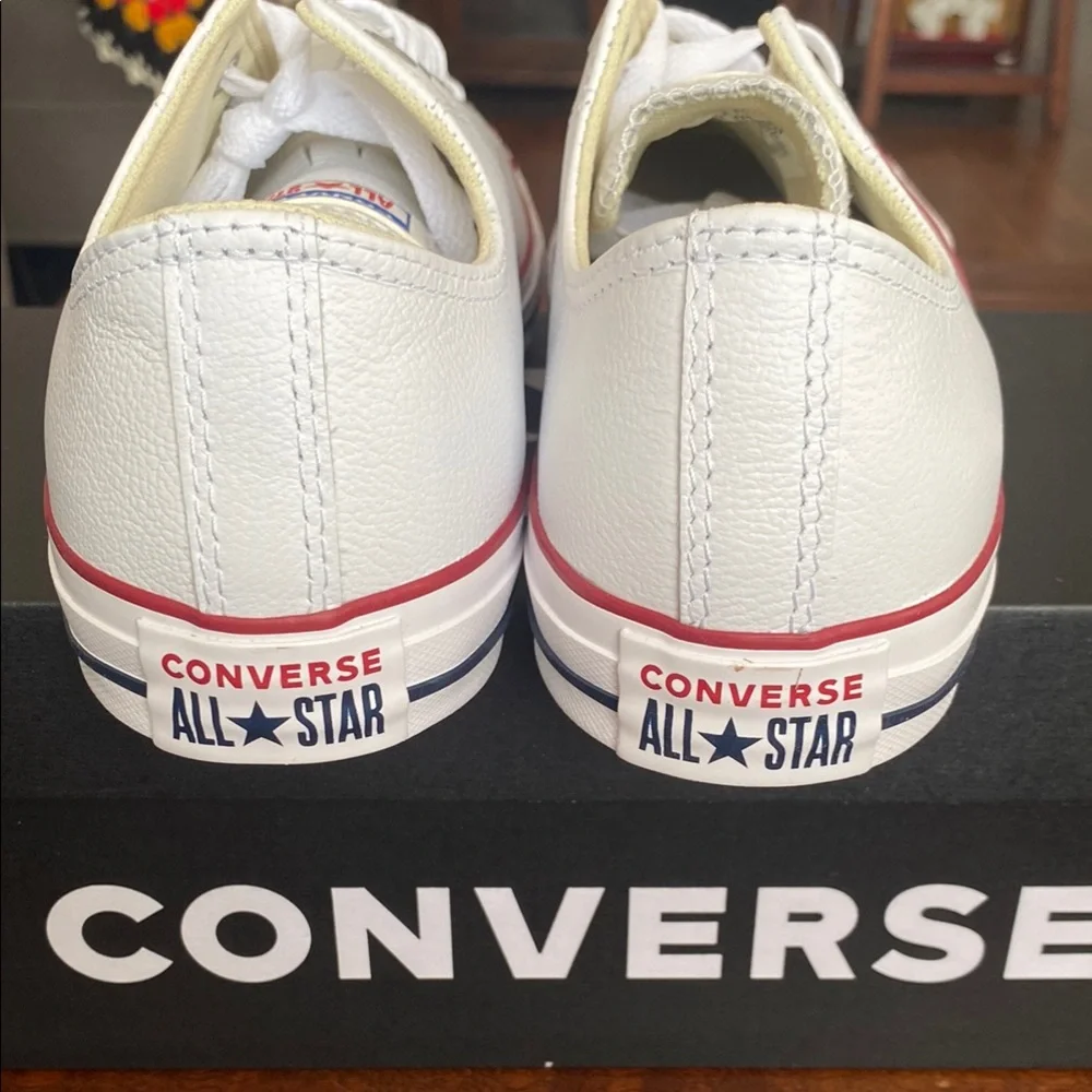Converse Men's White and Red Sneakers - Picture 3 of 4